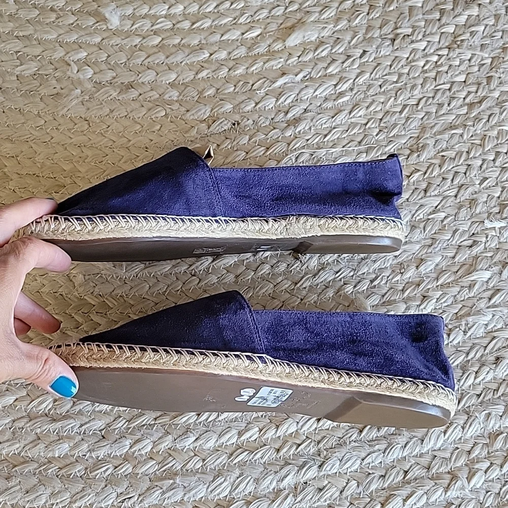 LIKE NEW Schutz Sachi Navy‎ Suede Espadrille Women Size 8 Coastal Tomato Girl